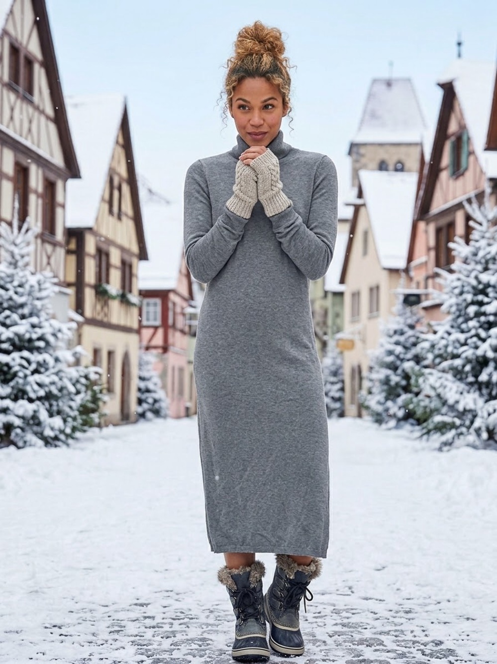 Express Gray Turtleneck Maxi Dress